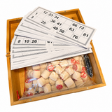 Russian Lotto Bingo Board Game Set with Cards Chips and Wooden Barrels and Box
