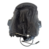 Sowjetischer russischer MiG-Pilotflieger aus schwarzem Leder, Winterhelm, Uniformmütze