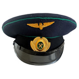 Postsowjetisches ukrainisches Militäroffiziersuniform-Metallabzeichen mit Schirmmütze