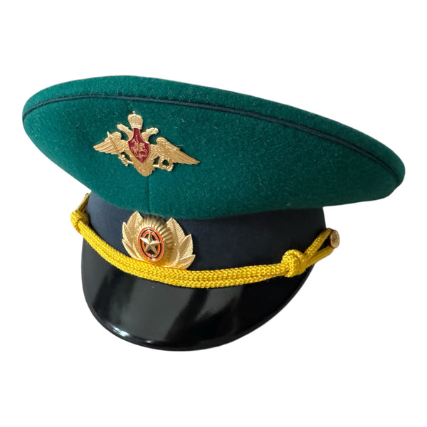 Postsowjetisches ukrainisches Militäroffiziersuniform-Metallabzeichen mit Schirmmütze