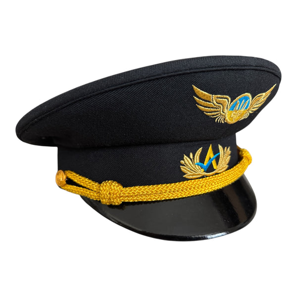 Postsowjetisches ukrainisches Militäroffiziersuniform-Metallabzeichen mit Schirmmütze