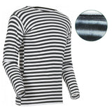 Russisches Winter-T-Shirt TELNYASHKA im sowjetischen Stil, gestreiftes marineblaues T-Shirt, Uniform-Fleece-Oberteil