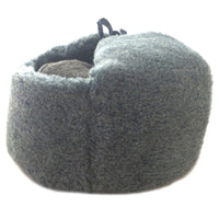 Soviet-Style Ushanka Trapper Hat – Grey Faux Fur Red Army Star Badge