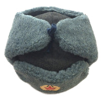 Soviet-Style Ushanka Hat – Grey Faux Fur Trapper USSR Army Badge