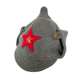 Vintage Soviet Grey Budenovka Wool Hat Red Army Star Badge Military Cap USSR