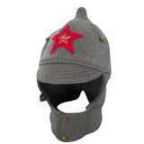 Vintage Soviet Grey Budenovka Wool Hat Red Army Star Badge Military Cap USSR