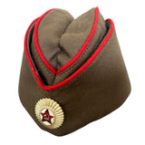 Original Soviet Officer Pilotka Hat 1990 USSR Military Garrison Cap with Badge