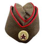Original Soviet Officer Pilotka Hat 1990 USSR Military Garrison Cap with Badge