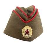 Original Soviet Officer Pilotka Hat 1990 USSR Military Garrison Cap with Badge