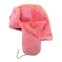 Authentic Russian Pink Ushanka Winter Hat Soviet USSR Army Pin Badge