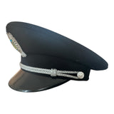Vintage Ukrainian Officer Black Parade Cap with Trident Embroidery