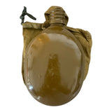 Genuine USSR Soviet Russian Army Military Khaki Brown Flask Water Bottle Belt Case