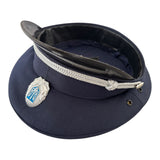 Vintage Ukrainian Officer Parade Cap with Rare Silver-Coloured Aluminium Trident Badge