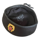 UdSSR sowjetische russische Armee-Stil schwarze Uniform Baskenmütze Hut Mütze OMON MVD Abzeichen