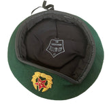 Abzeichen der sowjetischen russischen Armee im Stil der UdSSR, grünes Militär-Baskenmütze, Mütze, Grenztruppen-Abzeichen