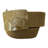 USSR Russian Soviet Army Military Soldier Uniform Canvas Belt Green Buckle