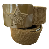 USSR Russian Soviet Army Military Soldier Uniform Canvas Belt Green Buckle