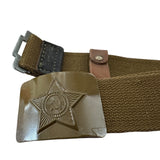 USSR Russian Soviet Army Military Soldier Uniform Canvas Belt Green Buckle
