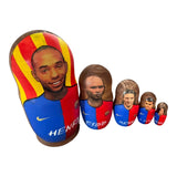 Handmade Wooden Nesting Dolls Barcelona Players Matryoshka 5pcs Football Art