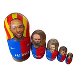 Handmade Wooden Nesting Dolls Barcelona Players Matryoshka 5pcs Football Art