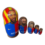 Handmade Wooden Nesting Dolls Barcelona Players Matryoshka 5pcs Football Art