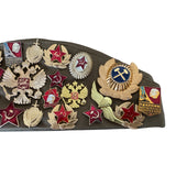 Military Style Original Pilotka Cap with Soviet Era Pin Collection Vintage Souvenir