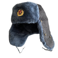 Soviet Ushanka Military Uniform Russian Army Faux Fur Winter USSR Hat Badge