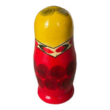 Wooden Russian Nesting Matryoshka 5 Dolls Set Hand Painted Yellow Top