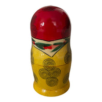 Wooden Russian Nesting Matryoshka 5 Dolls Set Hand Painted Red Top