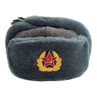 USSR Army Siberian Soldiers Russian Ushanka Hat Long Ears Soviet Badge