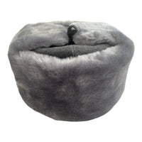 Grey Ash Faux Fur Russian Style Ushanka Winter Hat Soviet Soldier Badge