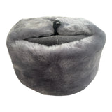 Grey Ash Faux Fur Russian Style Ushanka Winter Hat Soviet Soldier Badge