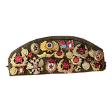 Military Style Original Pilotka Cap with Soviet Era Pin Collection Vintage Souvenir