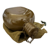 Genuine USSR Soviet Russian Army Military Khaki Brown Flask Water Bottle Belt Case