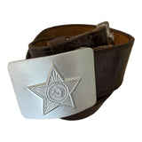 Soviet Uniform USSR Soldier Belt Leather Imitation Grey Metal Buckle
