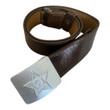Soviet Uniform USSR Soldier Belt Leather Imitation Grey Metal Buckle