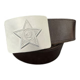 Soviet Uniform USSR Soldier Belt Leather Imitation Grey Metal Buckle