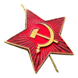 Soviet USSR Russian Army Military Large Red Star Ushanka Hat Cap Beret Metal Badge