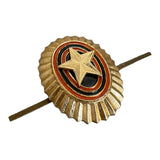 Russische Armee-Offizier-Uniform, Uschanka-Hut, Mütze, kleines Kokardenabzeichen