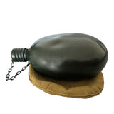 Soviet USSR Russian Army Dark Green Aluminium Flask Bottle Belt Case Collectible