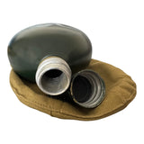 Soviet USSR Russian Army Dark Green Aluminium Flask Bottle Belt Case Collectible