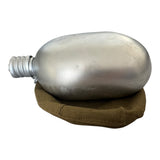 Genuine USSR Soviet Russian Army Military Aluminium Grey Flask Water Bottle Belt Case