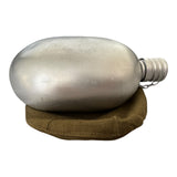 Genuine USSR Soviet Russian Army Military Aluminium Grey Flask Water Bottle Belt Case