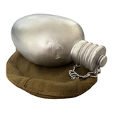 Genuine USSR Soviet Russian Army Military Aluminium Grey Flask Water Bottle Belt Case