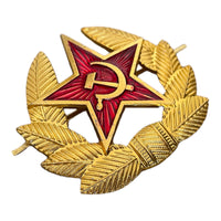 Soviet Russian Army Red Star Ushanka Hat Badge USSR Military Cockade