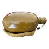 Genuine USSR Soviet Russian Army Military Khaki Brown Flask Water Bottle Belt Case