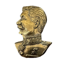Vintage Russian Soviet Joseph Stalin Brass Bust Badge 4 x 3 cm Screwback