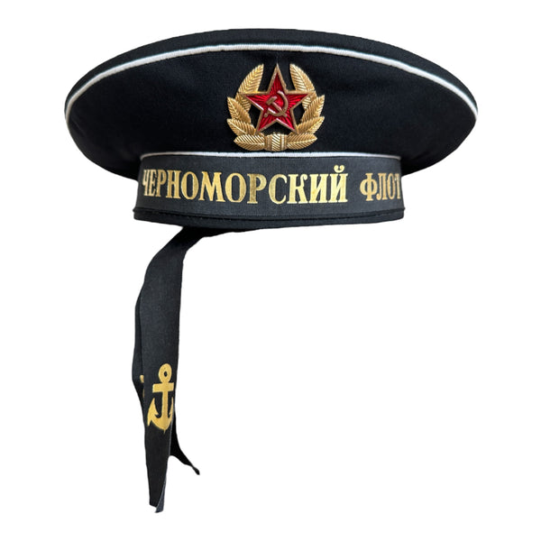 Sowjetische russische Marine BLACK SEA FLEET Sailor Visorless Cap Hat UdSSR Abzeichen
