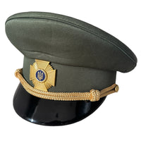 Postsowjetisches ukrainisches Militäroffiziersuniform-Metallabzeichen mit Schirmmütze
