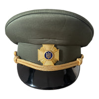 Postsowjetisches ukrainisches Militäroffiziersuniform-Metallabzeichen mit Schirmmütze